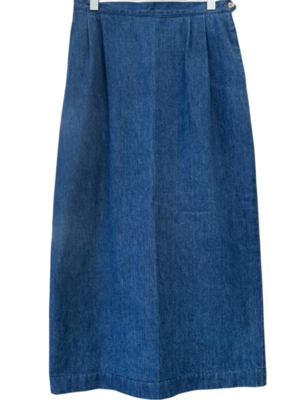 Talbots Vintage 90s Denim Skirt USA Made Retro High Waist Pleated Cotton Size 10 - Picture 4 of 14